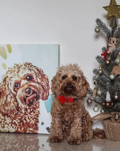Miniatura 7 de Collares navideños para perros con flor roja extraíble, collar grande para perros hembras