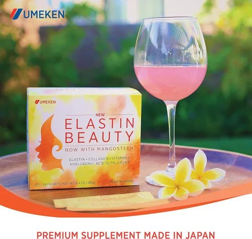 Miniatura 7 de Umeken Elastin Beauty - Suplemento en polvo con péptidos de colágeno, ácido hialurónico, vitamina C y fruta de mangostán, salud y bienestar