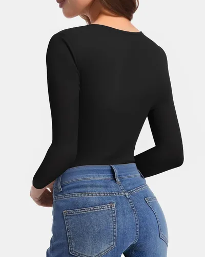 Miniatura 3 de CLOZOZ V Neck Tops Sexy Shirts for Women Fitted Tight T Shirts Basic Tee