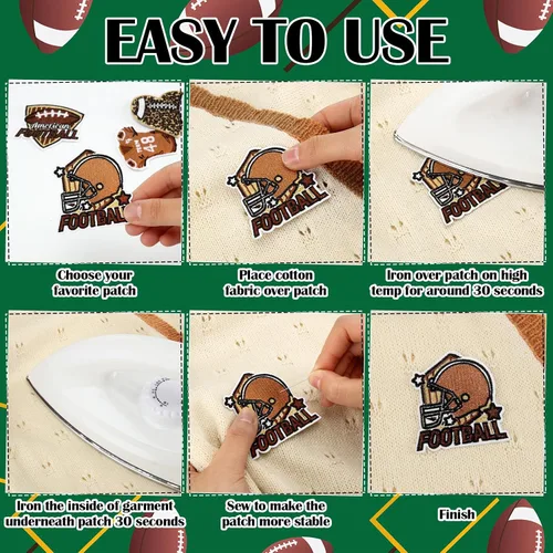 Miniatura 4 de HunnmingRe 72 piezas de parches de fútbol para planchar con bordado de chenilla, parches de fútbol para gorras, 36 estilos de apliques deportivos