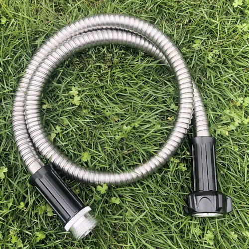 Miniatura 5 de Yanwoo Manguera de jardín corta de acero inoxidable 304 de 3 pies con conector hembra a macho, manguera de agua, manguera de metal, manguera