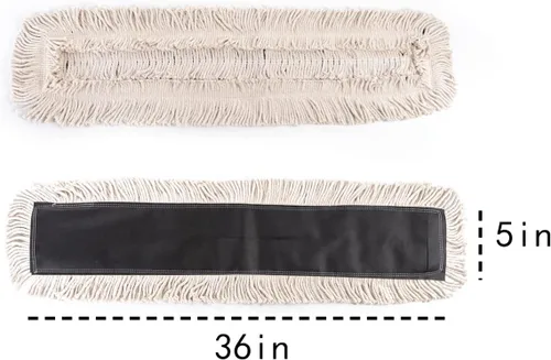 Miniatura 2 de Matthew Cleaning - Cabezales de repuesto para trapeador de polvo desechable de algodón de alta resistencia de 36 pulgadas con hilo de extremo Negro