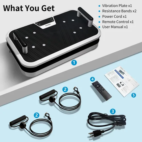 Miniatura 9 de Máquina de ejercicios de placa de vibración vertical lineal, plataforma de cuerpo entero de 50 a 60 Hz con asas push-up, 120 velocidades, 0.118 in