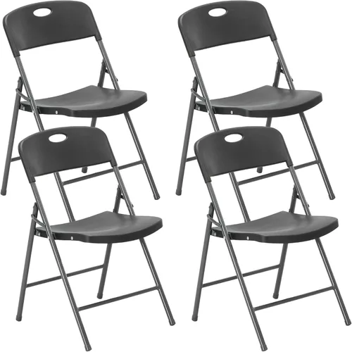 Miniatura 37 de DUMOS Paquete de 12 sillas plegables acolchadas de cuero, asiento comercial apilable portátil para interiores y exteriores con marco de acero, Caqui