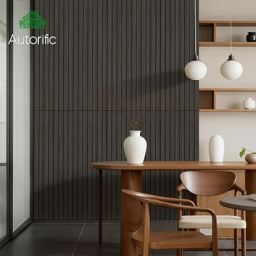 Miniatura 2 de Paneles de sonido de chapa de madera, paquete de 10 paneles de pared de 47.2 x 23.6 pulgadas, paneles acústicos decorativos para paredes, para Nogal