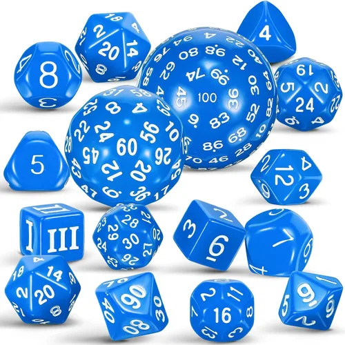 Miniatura 12 de Civaner Juego completo de 15 dados poliédricos D3-D100 esféricos RPG en negro opaco, 100 lados para juegos de rol, suministros de fiesta