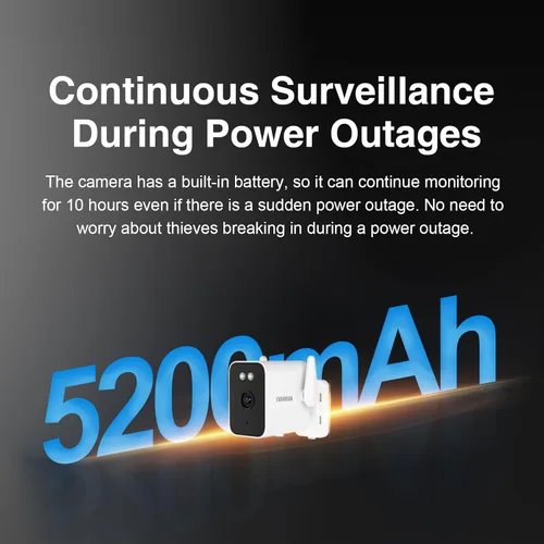 Miniatura 3 de EVERSECU Cámara bala WiFi con cable de 2K para exteriores, baterías de 5000 mA para corte de energía, detección humana, compatible con Alexa