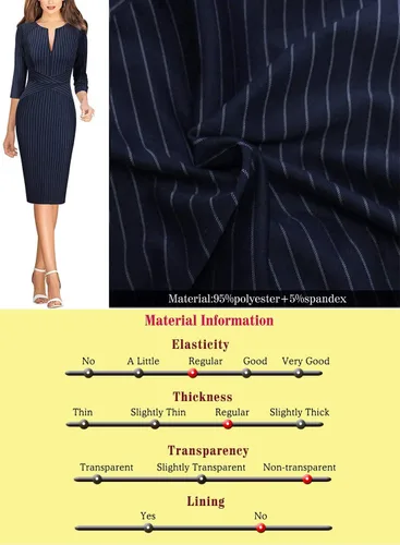 Miniatura 6 de VFSHOW - Vestido tipo tubo con cremallera frontal para mujer, para el trabajo, oficina, negocios, fiesta o cóctel