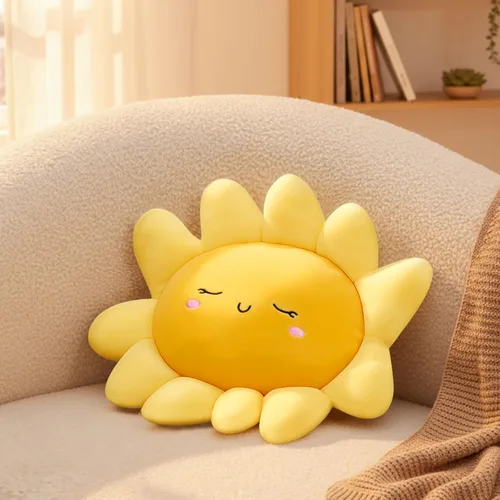Juexica 1 pieza de cojín de felpa con forma de sol para sofá, cojín de piso con forma de sol, lindo juguete de felpa para niños, mujeres, niñas,