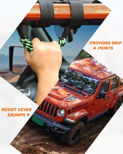 Miniatura 6 de Savadicar 2 asas de agarre de barra antivuelco, mango de agarre de tejido circular compatible con Jeep Wrangler 1955-2023 CJ YJ TJ JK JKU JL JLU