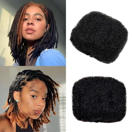 Cabello afro Kinky a granel 100% humano para extensiones de rastas, 10 pulgadas, 2.16 oz, 2 paquetes/paquete negro, para extensiones de reparación