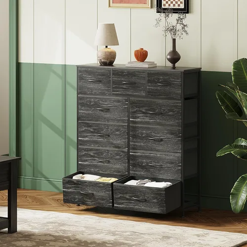 Miniatura 4 de WLIVE Cómoda alta para dormitorio, torre de almacenamiento de aparadores de tela, cómoda y cómoda con 11 cajones, armario de almacenamiento