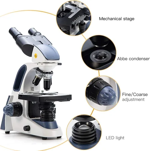Miniatura 2 de SWIFT SW380B Microscopio compuesto binocular, 40X-2500X con cámara de 1.3 MP, 100 diapositivas de microscopio, kit de microscopio para estudiantes