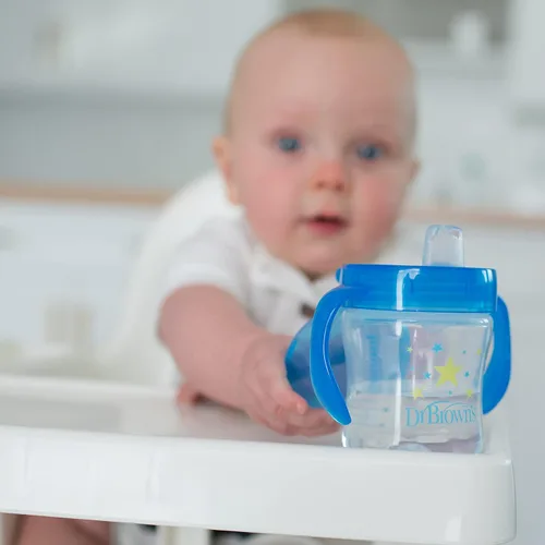 Miniatura 3 de Dr. Brown's Milestones - Vaso entrenador con boquilla suave y asas, color azul estrella, sin BPA, 6 oz/180 mL, a partir de 6 meses