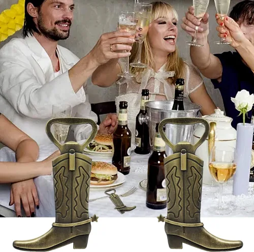 Miniatura 6 de yueton - 4 abridores de botellas de bota vaquera, aleación novedosa, abridor de botellas de vino de cerveza creativa, recuerdos de fiesta de boda