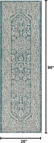 Miniatura 27 de Eyely BMS101D-28 - Alfombra de pasillo con textura de medallón de Santa Mónica Slesi, para interiores y exteriores, estilo costero, bohemio, Gris