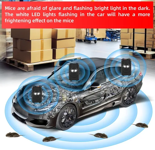 Miniatura 8 de 4 Pack Repelente de Roedores para Motores de Coches, Tres Modos de Suministro de Energía Disuasorio de Ratas para Motor de Coche Repelentes de Ratón