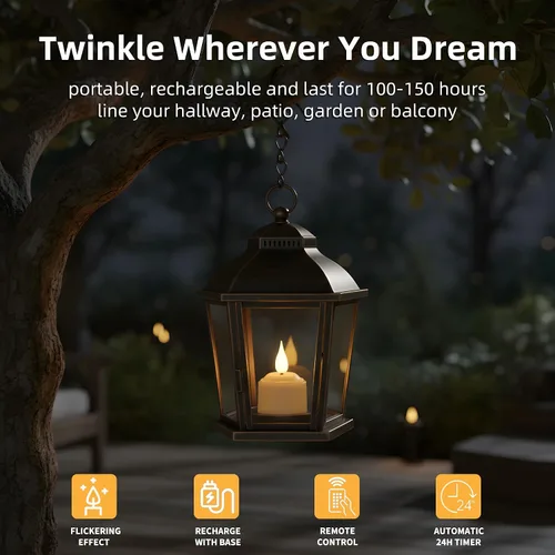 Miniatura 5 de Velas de té recargables sin llama con temporizador remoto y base de carga, velas LED que funcionan con pilas, velas USB para otoño, boda, Navidad