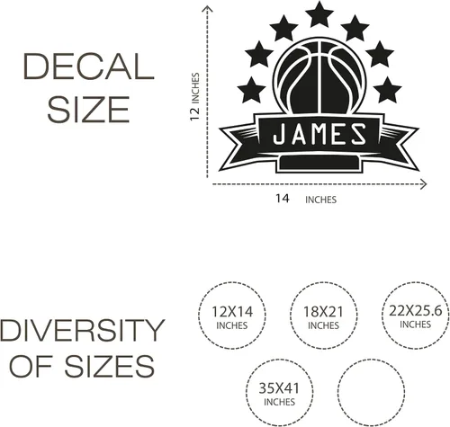 Miniatura 3 de Calcomanía de vinilo con nombre de jugador de baloncesto con pelota y estrellas para jugador de baloncesto, personaliza tu propio nombre
