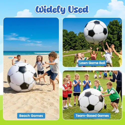 Miniatura 7 de AMOR PRESENT Balones de fútbol inflables, pelota de playa de 27 pulgadas para juguetes de playa y bolsas de regalos de fútbol, decoraciones