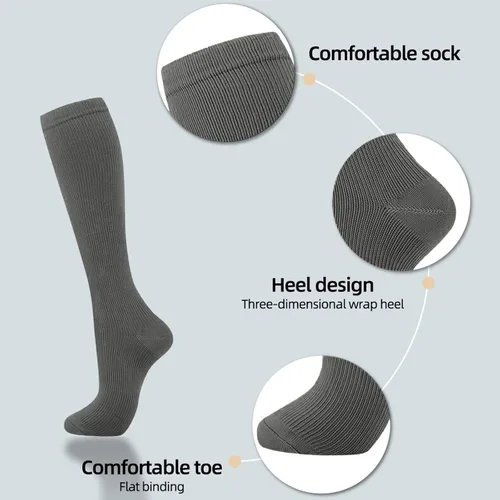 Miniatura 4 de Calcetines de compresión (7 pares) calcetines de compresión hasta la rodilla para mujeres y hombres, el mejor apoyo para enfermeras, correr