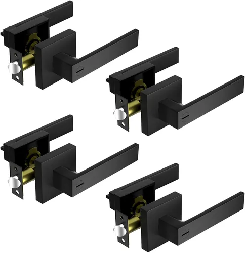 Miniatura 20 de Manijas de Puerta para Interiores, Pomos de Puerta Interiores, Manija de Puerta Negra con Palanca Reversible, Juegos de Cerraduras de Puerta