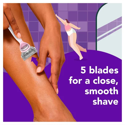 Miniatura 2 de joy Recambios de cuchillas de afeitar para mujer, 8 unidades, morado, Lubrastrip para ayudar a evitar la irritación de la piel