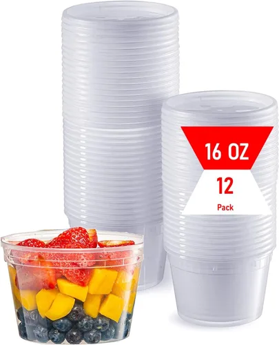 Miniatura 11 de Mr Miracle Recipientes de 8 onzas con tapas, paquete de 48 unidades de plástico transparente hermético, reutilizable, para alimentos y multiusos
