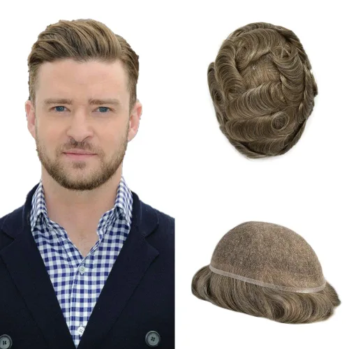 Miniatura 112 de PUNRU HAIR Completo Swiss Lace Toupee para hombres Sistema de cabello humano real Sistema de reemplazo de cabello humano para hombre Toupee