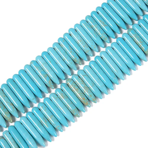 Miniatura 3 de JM Design Cuentas de punta de espiga turquesa howlita azul, tamaño 0.197x0.787 in, 15.5 '' hebra para la fabricación de joyas Color azul