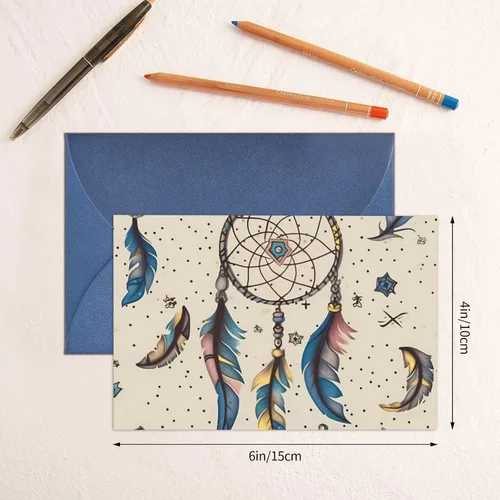 Miniatura 5 de Tarjetas de cumpleaños con sobres, atrapasueños y luna, tarjetas de boda, tarjetas de condolencias, tarjetas de agradecimiento en blanco dentro