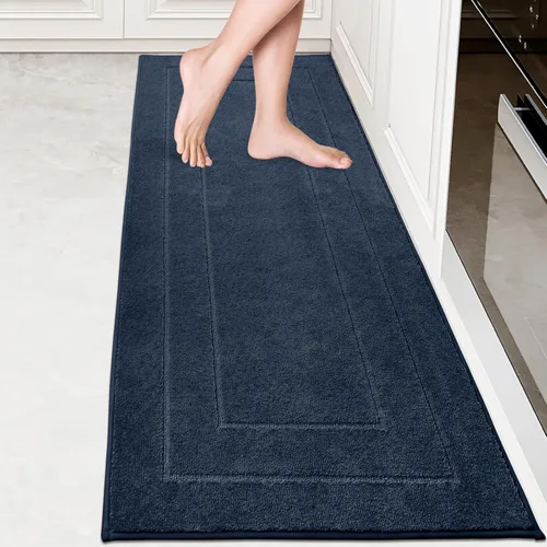 Miniatura 22 de PURRUGS Juego de 2 alfombras de cocina lavables a máquina (24 x 35.5 + 24 x 59 pulgadas), alfombras de pasillo de cocina antideslizantes y Marrón