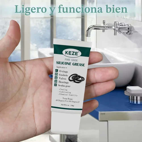 Miniatura 8 de KEZE Lubricante de silicona impermeable de grado alimenticio para fontaneros para sellador de válvulas, grifo, lubricante de piscina, filtro
