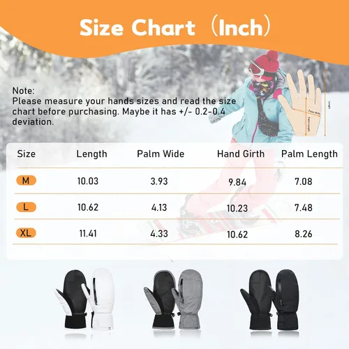 Miniatura 5 de American Trends Guantes de esquí para mujeres y hombres, impermeables, guantes de nieve de invierno, guantes de esquí para clima frío, snowboard