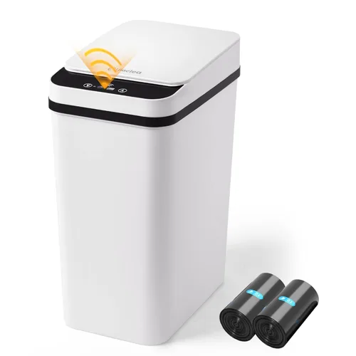Bote de Basura para Baño Automático Sin Contacto de 2.6 Galones, Botes de Basura Inteligentes Pequeños con Tapa, Bote de Basura Delgado para Cocina,