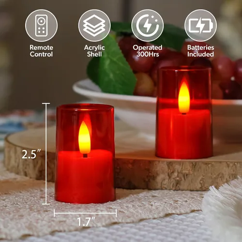 Miniatura 4 de Velas sin llama pequeñas de luz LED para té, votiva acrílica operada a batería 1.7" x 2.5" con control remoto y temporizador, paquete de 8 velas