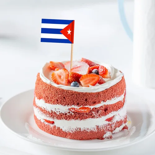 Miniatura 4 de ZXvZYT Banderas de palillos de dientes cubanos con bandera de Cuba, decoración pequeña para cupcakes de Cuba, decoración de frutas y cóctel