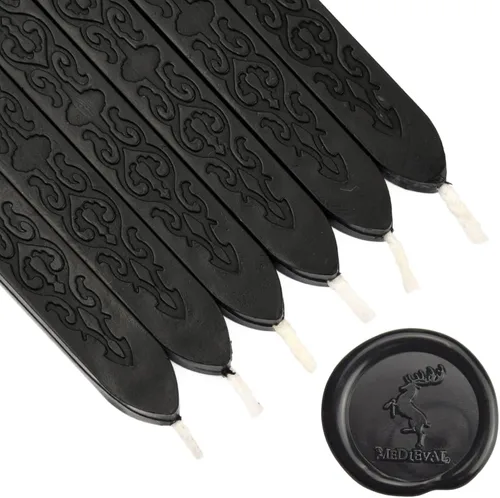6 varillas de sellado de cera negra, velas de cera de sellado, decoración única para tarjetas de agradecimiento/Halloween/envoltura de regalos/bolsa