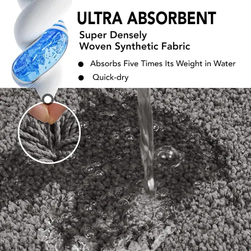 Miniatura 5 de Deconovo Alfombra de baño antideslizante, ultrasuave, de secado rápido, súper absorbente, lavable a máquina, alfombra de felpa prémium para baño