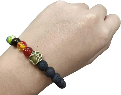 Miniatura 5 de Pulsera de cuentas de lava con diseño de puente arcoíris para mascotas, regalo conmemorativo para perros y gatos, lino