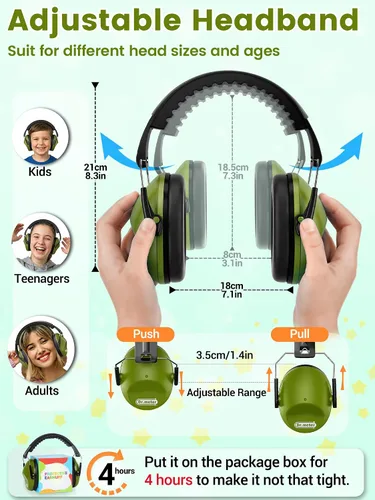 Miniatura 5 de Orejeras con cancelación de ruido del Dr.meter: auriculares con cancelación de ruido SNR27.4 con diadema ajustable, orejeras con protección auditiva