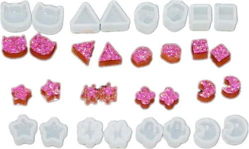 Miniatura 8 de Molde de silicona para formas de joyas para moldear, moldes de resina para aretes de oreja, moldes de resina epoxi (4 unidades)