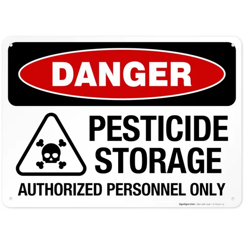Miniatura 17 de Danger - Cartel autorizado de almacenamiento de pesticidas, 10 x 7 pulgadas, calcomanías de vinilo de 4 mil resistentes a la intemperie, fabricadas