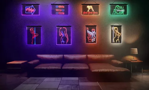 Miniatura 5 de ADVPRO Señal de neón LED de doble color con texto en inglés "Lady Back", diseño de cueva sexy para niñas, color azul y rojo, 12 x 16 pulgadas, azul
