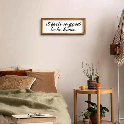 Miniatura 6 de Marco de fotos de madera con texto en inglés "It Feels so Good to Be Home", para decoración del hogar, arte rústico para pared, crea un ambiente