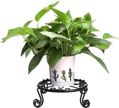 Miniatura 5 de Soporte para plantas negro para maceta, soporte resistente para macetas para interiores y exteriores, metal a prueba de óxido, contenedor de jardín