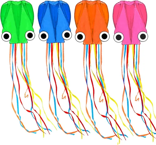 Miniatura 18 de Cometas de pulpo para niños y adultos fáciles de volar, 24 x 158 pulgadas, kit de cometa grande y suave para niños y niñas, juego de cometa de playa