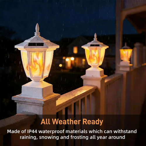 Miniatura 3 de Dynaming Paquete de 2 luces solares para postes de llama para exteriores, lámparas alimentadas por energía solar, luces LED de llama parpadeante