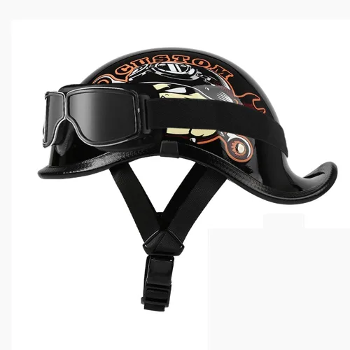 Miniatura 22 de Medio casco de motocicleta vintage, aprobado por el DOT, para adultos, casco convertible vintage para scooters, ciclomotores, cascos de motocicleta