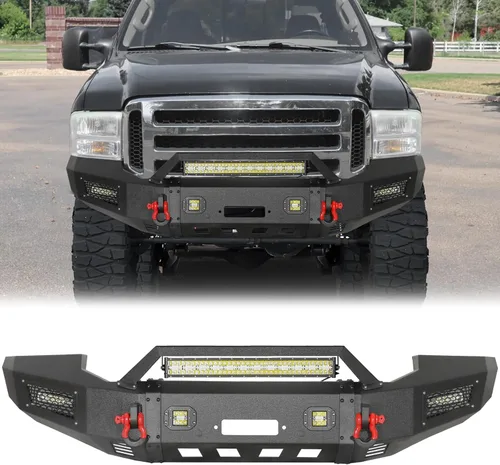 Miniatura 10 de BESTZHEYU Parachoques delantero compatible con F250 F350 F450 2017 2018 2019 2020 2021 2022 con placa de cabrestante y luces LED